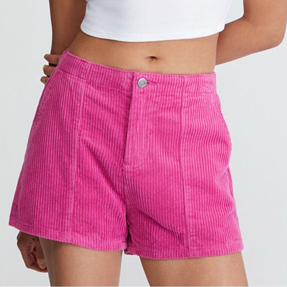 RVCA Pink High-Waist Corduroy Shorts